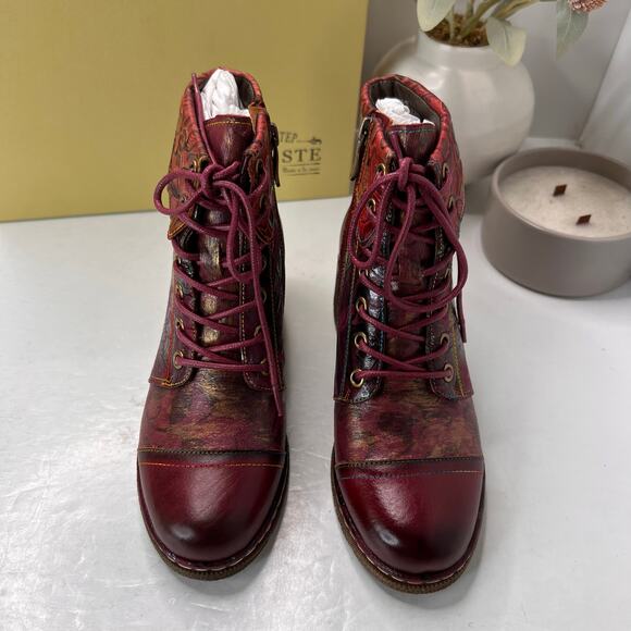 L'Artiste by Spring Step Fallinluv Leather Boot Bordeaux Multi Women 4.5-5 NWB - Picture 5 of 11